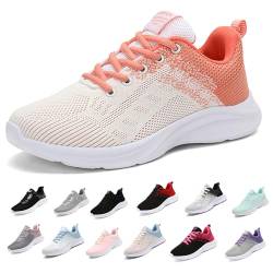 MIDQCGL Damen Sportschuhe Running Shoes Herrensneaker Outdoor Fitness Jogging Sportsschuhe Fashion Leichte Walkingschuhe Frizeitschuhe 626 White Orange39EU von MIDQCGL