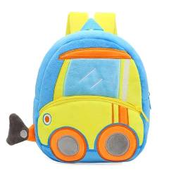 MIDSuN Fahrzeug Kinderrucksack,Technisches Fahrzeug Serie Kindergartenrucksack,Mini Kindergarten Rucksack für 2-5 Jährige Kindergarten Junge und Mädchen (Bulldozer) von MIDSuN