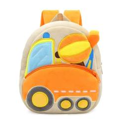 MIDSuN Fahrzeug Kinderrucksack,Technisches Fahrzeug Serie Kindergartenrucksack,Mini Kindergarten Rucksack für 2-5 Jährige Kindergarten Junge und Mädchen (Mischwagen) von MIDSuN
