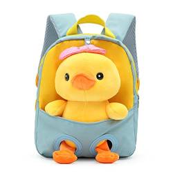 MIDSuN Kleiner Kinderrucksack,Abnehmbarer Plüsch Puppe Kindergartenrucksack,Enten Bär Kindergarten Rucksack Kindertasche für 2-5 Jährige Kindergarten Junge und Mädchen (Hellgrau) von MIDSuN