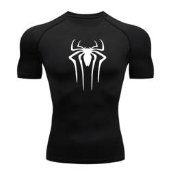 MIDUNU Männer Spider Kurzarm-T-Shirt atmungsaktiv schnell trocknend Sport Top Bodybuilding Trainingsanzug Kompressionshemd Fitness Männer,1,S von MIDUNU