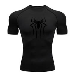 MIDUNU Männer Spider Kurzarm-T-Shirt atmungsaktiv schnell trocknend Sport Top Bodybuilding Trainingsanzug Kompressionshemd Fitness Männer,10,3XL von MIDUNU
