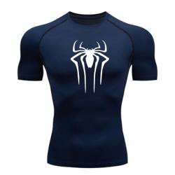 MIDUNU Männer Spider Kurzarm-T-Shirt atmungsaktiv schnell trocknend Sport Top Bodybuilding Trainingsanzug Kompressionshemd Fitness Männer,12,L von MIDUNU