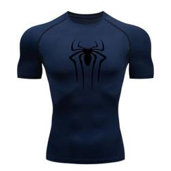 MIDUNU Männer Spider Kurzarm-T-Shirt atmungsaktiv schnell trocknend Sport Top Bodybuilding Trainingsanzug Kompressionshemd Fitness Männer,13,L von MIDUNU