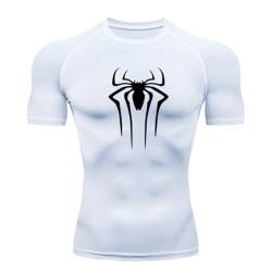 MIDUNU Männer Spider Kurzarm-T-Shirt atmungsaktiv schnell trocknend Sport Top Bodybuilding Trainingsanzug Kompressionshemd Fitness Männer,18,L von MIDUNU