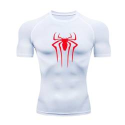 MIDUNU Männer Spider Kurzarm-T-Shirt atmungsaktiv schnell trocknend Sport Top Bodybuilding Trainingsanzug Kompressionshemd Fitness Männer,19,L von MIDUNU