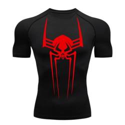 MIDUNU Männer Spider Kurzarm-T-Shirt atmungsaktiv schnell trocknend Sport Top Bodybuilding Trainingsanzug Kompressionshemd Fitness Männer,2,M von MIDUNU