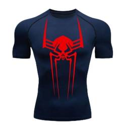 MIDUNU Männer Spider Kurzarm-T-Shirt atmungsaktiv schnell trocknend Sport Top Bodybuilding Trainingsanzug Kompressionshemd Fitness Männer,3,M von MIDUNU