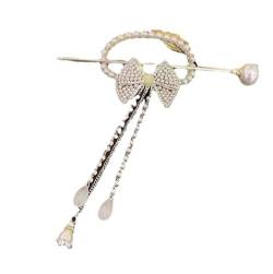 MIEDEON 2 Pack Bowknot Haarsticks Perlenhaarnadeln Chinesische Haarknoten Haarnadel Scheibenhaar Haarnadel Elegant Haarschmuck (Weiss,One Size) von MIEDEON