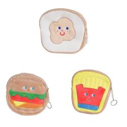 MIEDEON 3 PCS Kleingeldbörse Cartoon Hamburger Pommes Frites Kleingeldbörse Kreative Geldtasche Klein Geldbörse Kindern Kreative Geschenk (Mehrfarbig,One Size) von MIEDEON