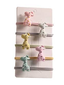 MIEDEON 5 Stück Haarbänder Haarringe Giraffe Haarbänder Niedlich Haarseil für Mädchen Kinder Haarreife Haar Gummibänder (Grau,One Size) von MIEDEON