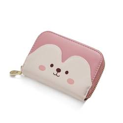 MIEDEON Damen Mädchen Kartentasche ID Karte Tasche Mehrere Fächer Geldbörse Cartoon Münztaschen mit Reißverschlüsse (Rosa,18 Fächer) von MIEDEON