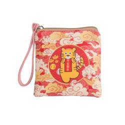 MIEDEON Damenbinde Organizer Cartoon Tigermuster Schlüsseltasche Mädchen Tampon Aufbewahrungsbeutel Tampontasche Reisen Schule Unterweg (5.1X5.5In,Rot) von MIEDEON