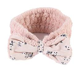 MIEDEON Elegant Stirnbänder Gesichtshaarband aus Weich Stoff Kosmetisches Stirnband Niedlich Bowknot Haarband (One Size,Rosa) von MIEDEON