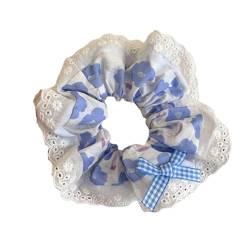 MIEDEON Klein Frisch Haarseil Frühling und Sommer Haarringe Cartoo Blumen Haarschmuck Süß Haarseil Bowknot Haarringe Mädchen Damen (Blau,2 pack) von MIEDEON