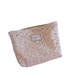 MIEDEON Klein Frisch Schminkbeutel Süß Frauen Make Up Tasche Gänseblümchen Motiv Aufbewahrungstasche Damenbinde Kosmetiktüte Reisen Klein Tragtasche (Beige,10.6X7X1.9In) von MIEDEON