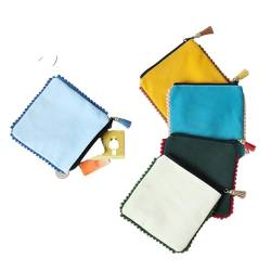 MIEDEON Minimalistisches Design Münztaschen 2 Pack Klein Frische Geldbörsen Niedlich Tampontasche Multifunktion Tragtasche Sommer (Gelb+Dunkleblau,5.3In) von MIEDEON