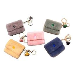 MIEDEON Münztasche Mini Portemonnaie Plüsch Autoschlüsselanhänger-Handtasche Form 2 Stück Elegant Schlüssel-Anhänger Frauen Damen (Grün+Gelb,One Size) von MIEDEON