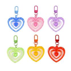 MIEDEON Schlüsselkette 3 Pack Herzform Schlüsselkette Dekorative Rucksäcken-Charme Handy-Anhänger Mädchen Schlüsselanhänger (Blau+Rosa+Lila,One Size) von MIEDEON