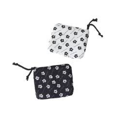 MIEDEON Süß Portemonnaie Tasche Blumen Tampontasche Frauen Mädchen Schlüsseltasche Kleine Frische Geldbörse 2 PCS Münztaschen (Schwarz+Weiss,4.1X4.9In) von MIEDEON