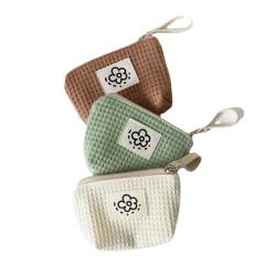 MIEDEON Tampontasche Minimalistisches Design Make Up Tasche Klein Portemonnaie Tasche 2 PCS Schlüsseltasche Süß Menstruationstasche (5.1X3.3In,Weiss+grün) von MIEDEON