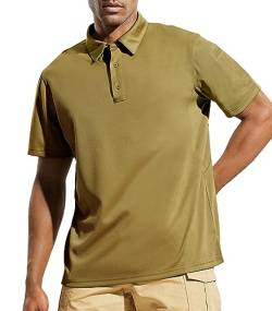 MIER Herren Outdoor Performance Tactical Polo Shirts Kurzarm und Langarm Feuchtigkeitsableitend, San Brown01 - Kurzarm, XL von MIER