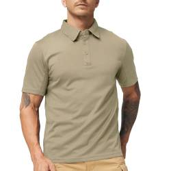 MIER Herren Outdoor Performance Tactical Polo Shirts Long and Short Sleeve Moisture Wicking, Herren, Khaki01 - Kurzarm, X-Large von MIER