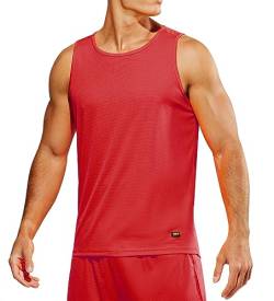 MIER Herren-Tanktop, schnelltrocknend, zum Schwimmen, Sport, Fitnessstudio, Laufen, Muskeln, Strand, ärmellos, Workout-Shirts für Männer, Rot/Ausflug, einfarbig (Getaway Solids), XL von MIER