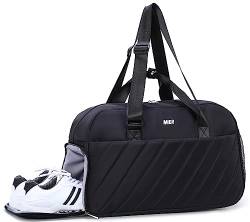 MIER Turnbeutel für Damen, niedliche Reisetaschen, gesteppte Schultertasche, Wochenend-Übernachtungstaschen mit Schuhfach und Nasstasche, 35 l, Schwarz, Carry-On 20-Inch, Schwimmen, Yoga, Tanz, von MIER