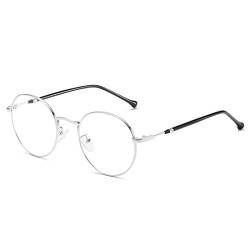 MIGOO Klassische Rund Rahmen Brille Ohne Stärke Nerdbrille Metall Rahmen Retro Brillenfassungen mit Nasenpad，Herren/Damen von MIGOO