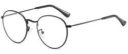 MIGOO Klassische Runde Blaulichtfilter Brille Ohne Stärke Metall Rahmen Retro Brillenfassungen Nerdbrille Unisex (Herren/Damen) von MIGOO