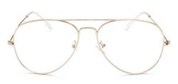 MIGOO Unisex Vintage Pilotenbrille Blaulichtfilter Metall Rahmen Retro Brillenfassungen Lesung Gläser Dekor Mode Geek/Nerd Brille von MIGOO