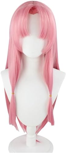 Anime Cosplay Perücke, Schwarze Langhaar Perücken, Für Halloween Kostüm Party Mit Perücke Cap (Pink) von MIGUOO