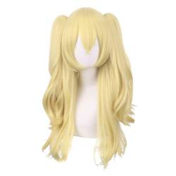 Anime Genshin Impact Cosplay Perücke, Fischl Perücke, Frauen Blonde Dual Horsetail Kurzhaar Perücken mit Perücke Cap, für Halloween Kostüm Party Accesorios, Cosplay Event, Anime Show von MIGUOO