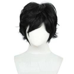 Anime Persona 5 Amamiya Ren Cosplay Perücke, Schwarze Kurzhaar Perücken Für Halloween, Party, Karneval, Perücke Cap von MIGUOO