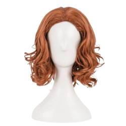 Black Widow Natasha Romanoff Cosplay Perücke, Frauen Braun Crimp Kurzhaar Perücken, Für Halloween Kostüm Party Perücke Cap von MIGUOO