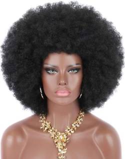 Kurze Flauschige Afro Perücken Für Schwarze Frauen Kinky Lockige Puff Synthetische Haar Perücken Hitzebeständige Perücken Weiche Bouncy Locken Haarperücken Für Cosplay Kostüm Und Tägliche Party von MIGUOO