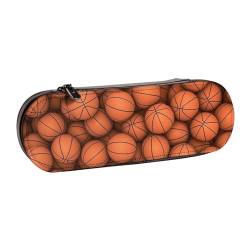 MIJKO Basketball-Orange, Federmäppchen, PU-Leder, Federmäppchen, großes Fassungsvermögen, Kosmetiktasche von MIJKO