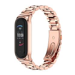 MIJOBS Armband für Amazfit Band 5 Metall-Ersatzarmbänder kompatibel mit Amazfit 5 Armband Fitness Tracker Smartwatch Ersatz für Männer Frauen (Perlen, Roségold) von MIJOBS