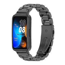 MIJOBS Huawei Band 8 Smartwatch-Armband, Edelstahl, Metall, Ersatzarmband, verstellbar, Business-Freizeit-Stil, Uhrenarmband für Huawei Band 8 von MIJOBS