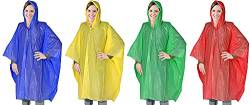 MIJOMA 4 Stück Regenponcho mit Kapuze Regen Poncho Notfall-Poncho Regenmantel Regenjacke Regencape, Mehrfach verwendbar Wasserdicht Unisex, für Konzert Camping Wandern Angeln von MIJOMA