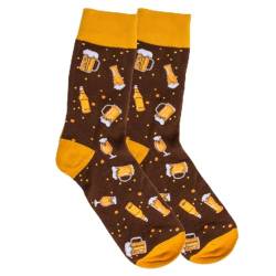 MIJOMA – Trendsetter-Socken mit Biermotiv: Biergläsern & Bierflaschen – Baumwoll-Mix, in verführerischem Braun, für jeden Bierliebhaber (DE/NL/SE/PL, Numerisch, 36, 42, Regular, Regular, Bier) von MIJOMA