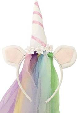 Haarreif mit Regenbogen-Schleier EINHORN weiß-pink von MIK funshopping