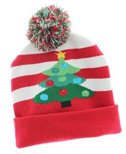 MIK funshopping Lustige Weihnachtsmütze Pudel-Mütze Beanie-Hat mit PomPom und LED Licht (Xmas Tree) von MIK funshopping