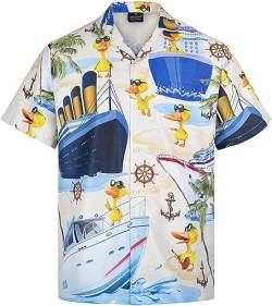 MIKENKO 80er 90er Jahre Hawaii-Hemd für Herren Lustiges Button-Down-Shirt Big and Tall Kurze Ärmel Button Up Shirts für Männer Frauen, Ente 02, L von MIKENKO