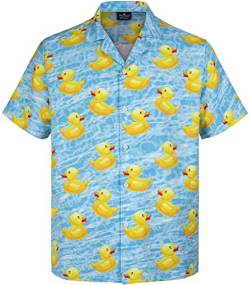 MIKENKO 80er 90er Jahre Retro Hawaiihemd für Männer Lustiges Button-Down-Hemd Groß und Groß Kurzarm Knopfleiste Hemden für Männer Frauen, Badeente 01, XXL von MIKENKO