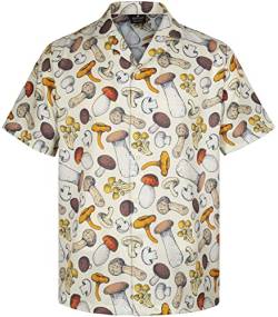 MIKENKO 80er 90er Jahre Retro Hawaiihemd für Männer Lustiges Button-Down-Hemd Groß und Groß Kurzarm Knopfleiste Hemden für Männer Frauen, Pilz 05, 3XL von MIKENKO