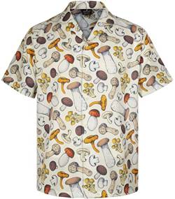 MIKENKO 80er 90er Jahre Retro Hawaiihemd für Männer Lustiges Button-Down-Hemd Groß und Groß Kurzarm Knopfleiste Hemden für Männer Frauen, Pilz 05, XXL von MIKENKO