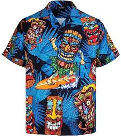 MIKENKO Lustiges Hawaii-Hemd für Herren, kurzärmelig, mit Knopfleiste, Strand, Sommer, Button-Down-Hawaii-Hemd für Männer und Frauen, Tiki 03, XL von MIKENKO