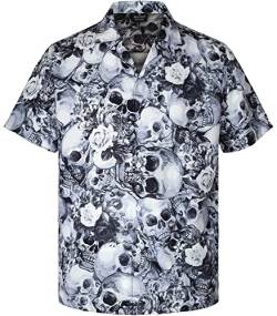 MIKENKO Lustiges Hawaiihemd Tropisch Kurzarm Sommer Strand Button Down Bier Bigfoot Hawaiihemden für Männer 3XL 4XL, S - Floral 01, XL von MIKENKO